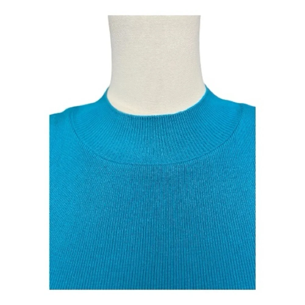 ✨ EUC PRIMARK Women’s Blue Sleeveless Ribbed Knit Mock Neck Sweater | Size M